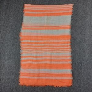 APT 9 WOMENS ORANGE WHITE CORAL CREAM STRIPED FRAYED SHEER POLYESTER SCARF 72×22